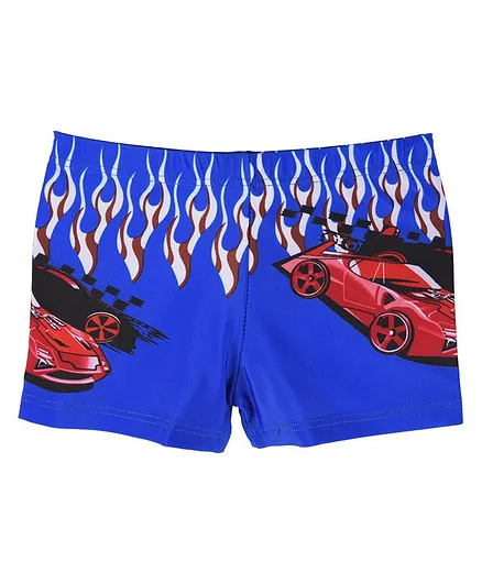 Yellow Bee Car Print Trunks - Blue