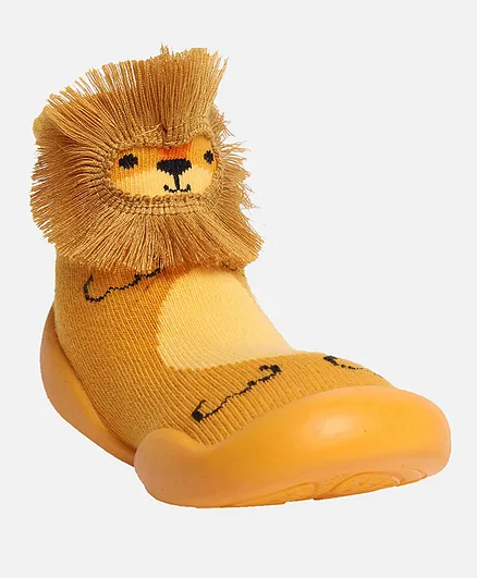 Yellow Bee Lion Design Socks Shoes - Mustard