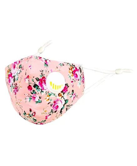 The Little Lookers Anti Pollution Dust Face Mask Printed - Peach