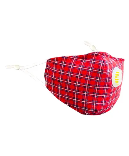 The Little Lookers Anti Pollution Dust Face Mask Check Print - Red