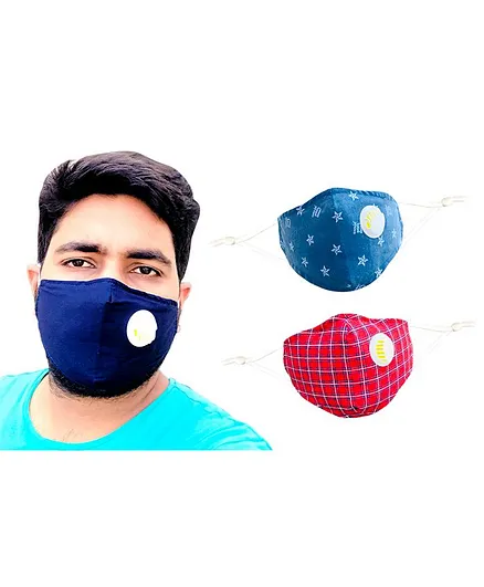 The Little Lookers Reusable & Washable Anti Pollution Face Mask PM 2.5 with Breathing Valve - Pack of 2 (Colour & Print May Vary)