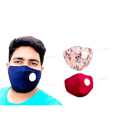The Little Lookers Reusable & Washable Anti Pollution Face Mask PM 2.5 with Breathing Valve - Pack of 2 (Colour & Print May Vary)