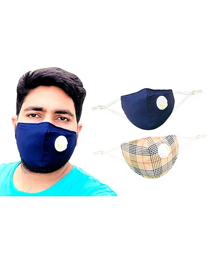 The Little Lookers Reusable & Washable Anti Pollution Face Mask PM 2.5 with Breathing Valve - Pack of 2 (Colour & Print May Vary)