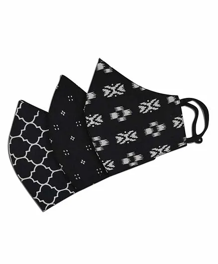 Tossido 100% Premium Soft Face Masks Black colour - Pack of 3