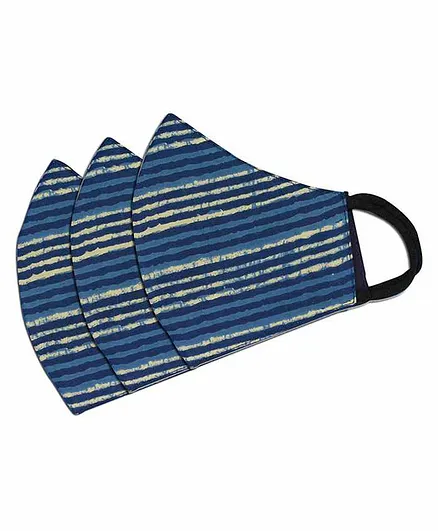 Tossido 100% Premium Soft Cotton 3 Ply Anti Microbial Face Mask Blue - Pack of 3
