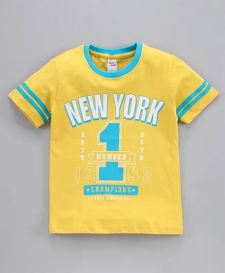 Taeko Half Sleeves Tee New York Print - Yellow