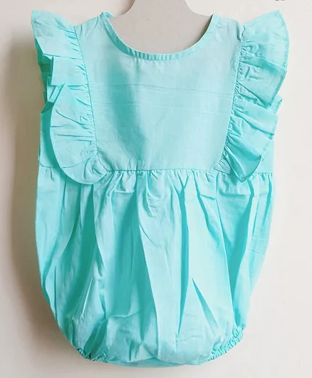 Keebee Organic Cotton Ruffle Detailed Romper - Blue