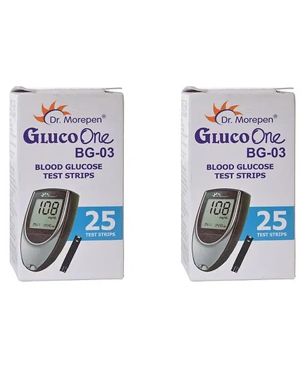 Dr. Morepen BG-03-25 Blood Glucose Strip Pack of 2 - 25 Pieces each