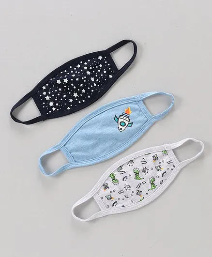 Babyhug 4 to 6 Years Washable & Reusable Knit Face Mask - Pack of 3