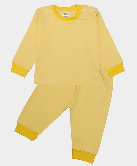 Grandma's Full Sleeves Solid Colour Night Suit - Yellow