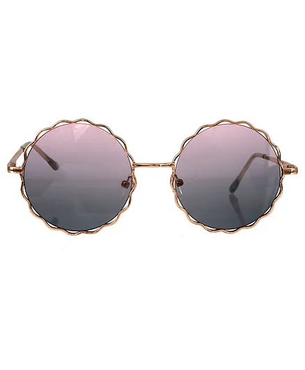 Glucksman Classic Metal Steam Punk Round Party Sunglasses - Grey