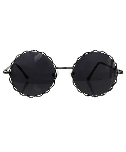 Glucksman Classic Metal Steam Punk Round Party Sunglasses - Black