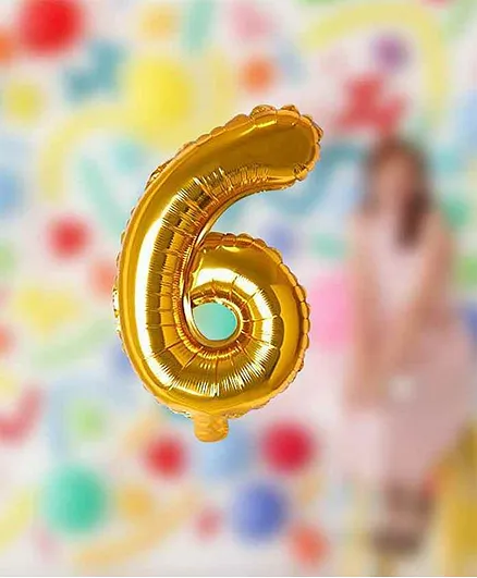 Amfin Number 6 Foil Balloon Golden - Height 40 cm