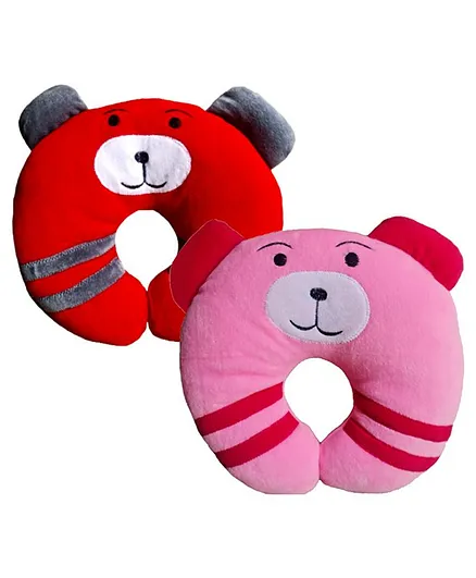 Brandonn U Shape Baby Pillow Neck Protector Pack of 2 - Pink Red -