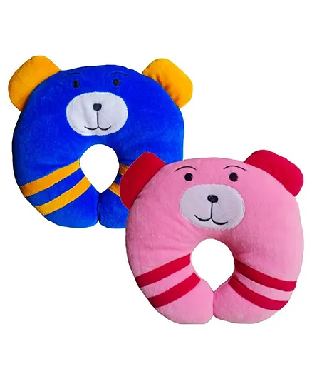 Brandonn U Shape Baby Pillow Neck Protector Pack of 2- Pink Blue