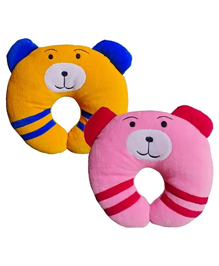 Brandonn U Shape Baby Pillow Neck Protector Pack of 2 - Orange Pink