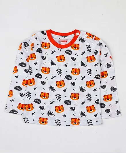 SWANKY ME Full Sleeves Tiger T-Shirt - Orange