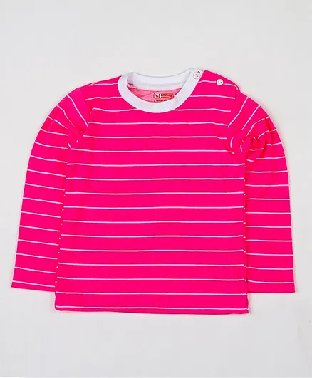 SWANKY ME Full Sleeves Striped T-Shirt - Pink