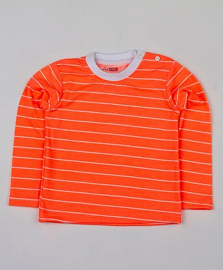 SWANKY ME Full Sleeves Striped T-Shirt - Orange