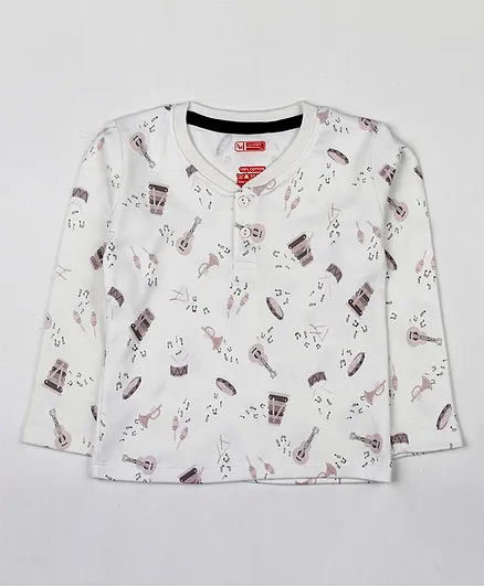 SWANKY ME Full Sleeves Musical Instrumental Printed T-Shirt - Multi