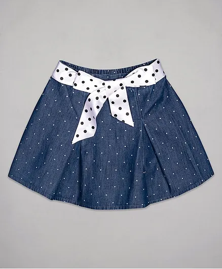 Budding Bees Polka Dot Print Skirt - Blue
