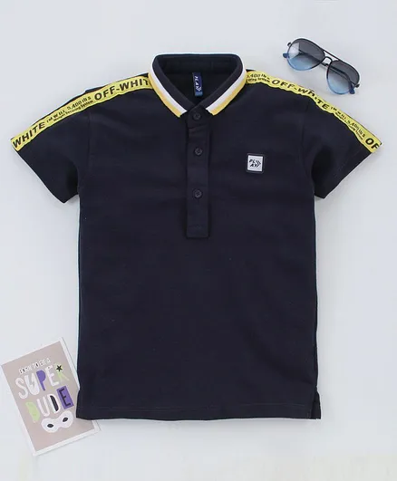 Play by Little Kangaroos Half Sleeves Polo T-Shirt - Navy Blue