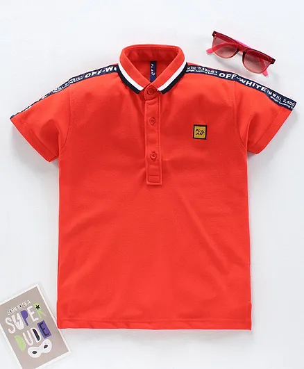 Play by Little Kangaroos Half Sleeves Polo T-Shirt - Orange