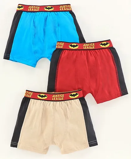 Red Rose Boxers Justice League Print Pack Of 3 - Multicolor