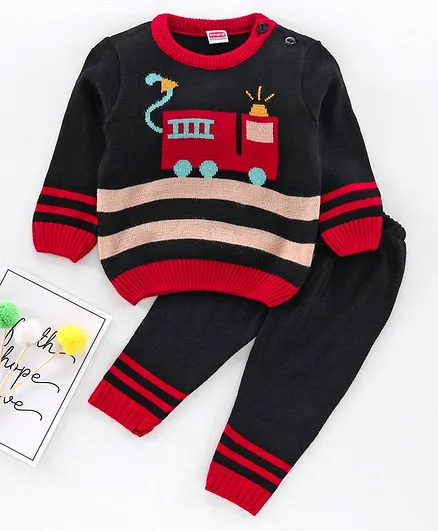 Babyhug Full Sleeves Sweater Set - Red
