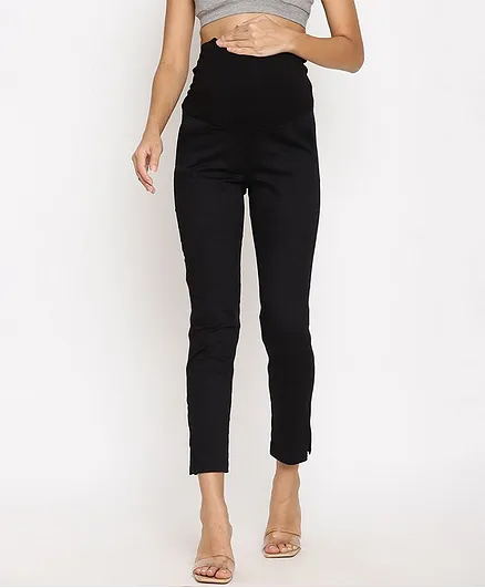 Wobbly Walk Full Length Cropped Straight-Leg Maternity Pants - Black