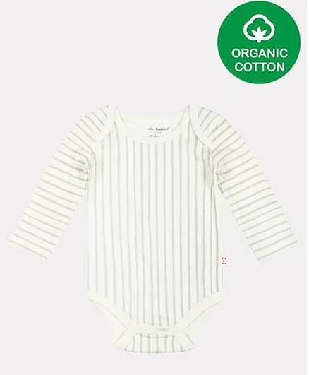 Nino Bambino Striped Full Sleeves Organic Cotton Onesie - Off White