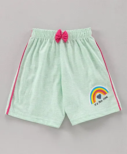 Ojos Mid Thigh Length Shorts Rainbow Print - Green