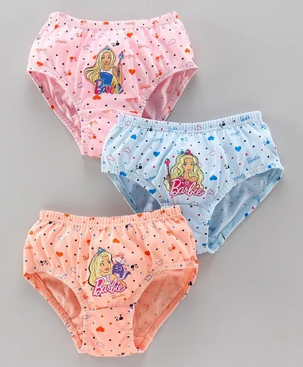 Red Rose Cotton Panties Barbie Print Pack Of 3 - Multicolor