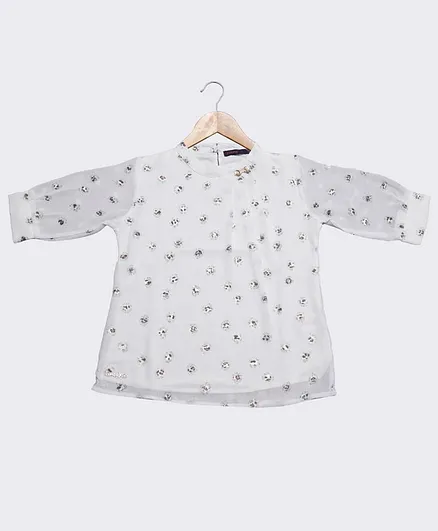 Ziama Full Sleeves Embellished Top - White