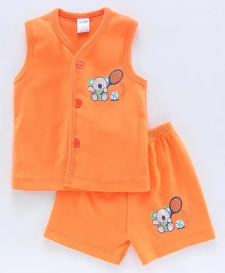 Tango Sleeveless Night Suit Elephant Print - Orange