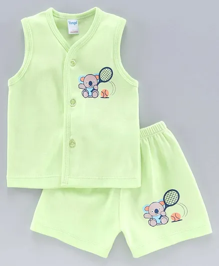 Tango Sleeveless Night Suit Elephant Print - Green