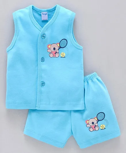 Tango Sleeveless Night Suit Elephant Print - Blue