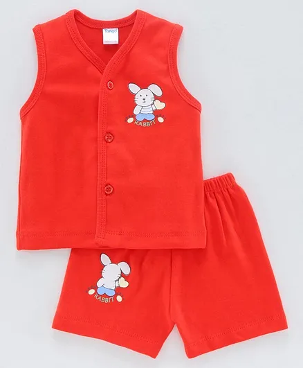 Tango Sleeveless Night Suit Bunny Print - Red
