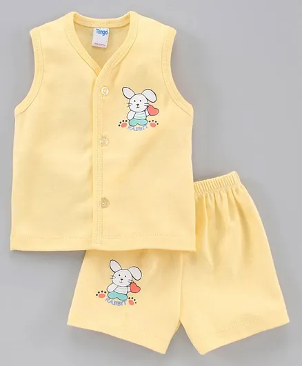 Tango Sleeveless Night Suit Bunny Print - Yellow