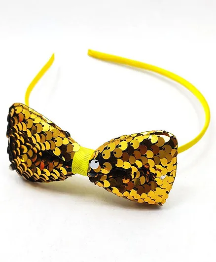 Kid-O-World Bow Sequin Hair Band - Golden