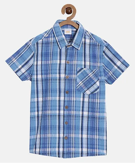 Aomi Regular Half Sleeves Checked Shirt - Blue
