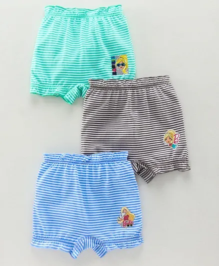 Red Rose Striped Bloomers with Barbie Print Pack of 3 - Multicolour