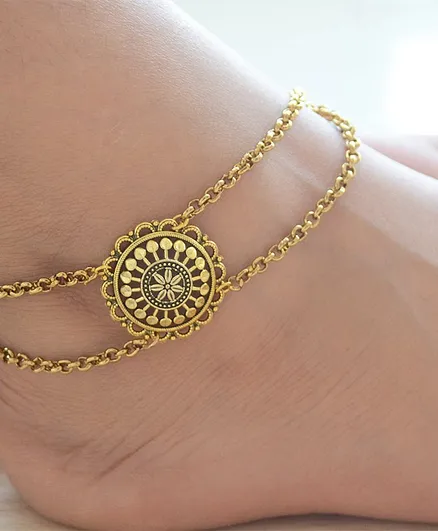 Pretty Ponytails Plated Layered Statement Anklet - Gold
