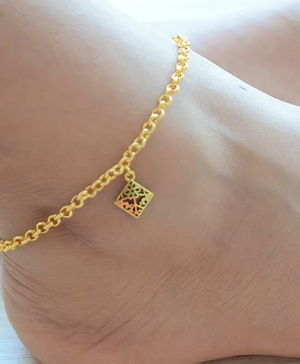 Pretty Ponytails Flower Detailing Anklet - Gold