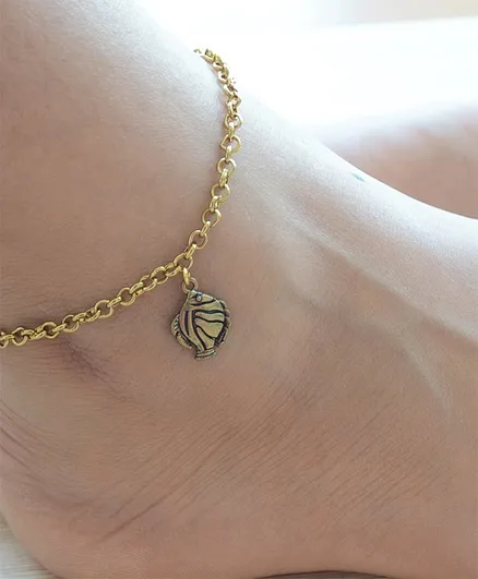 Pretty Ponytails Clown Fish Detailing Anklet - Gold