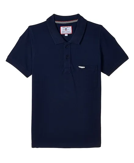 Monte Carlo Half Sleeves Solid Polo Tee - Blue