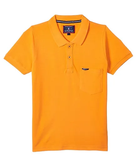 Monte Carlo Half Sleeves Solid Polo Tee - Orange