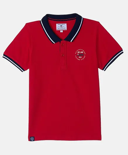 Monte Carlo Half Sleeves Solid Polo Tee - Red