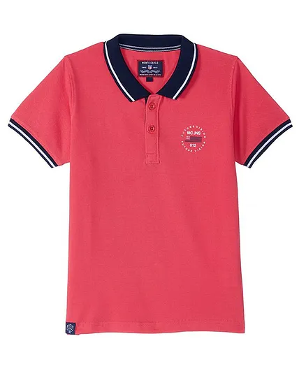 Monte Carlo Half Sleeves Solid Polo Tee - Pink