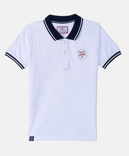 Monte Carlo Half Sleeves Solid Polo Tee - White